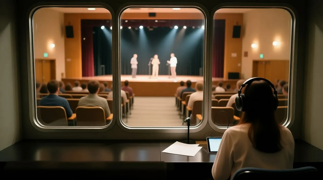 Interpreters working in a booth