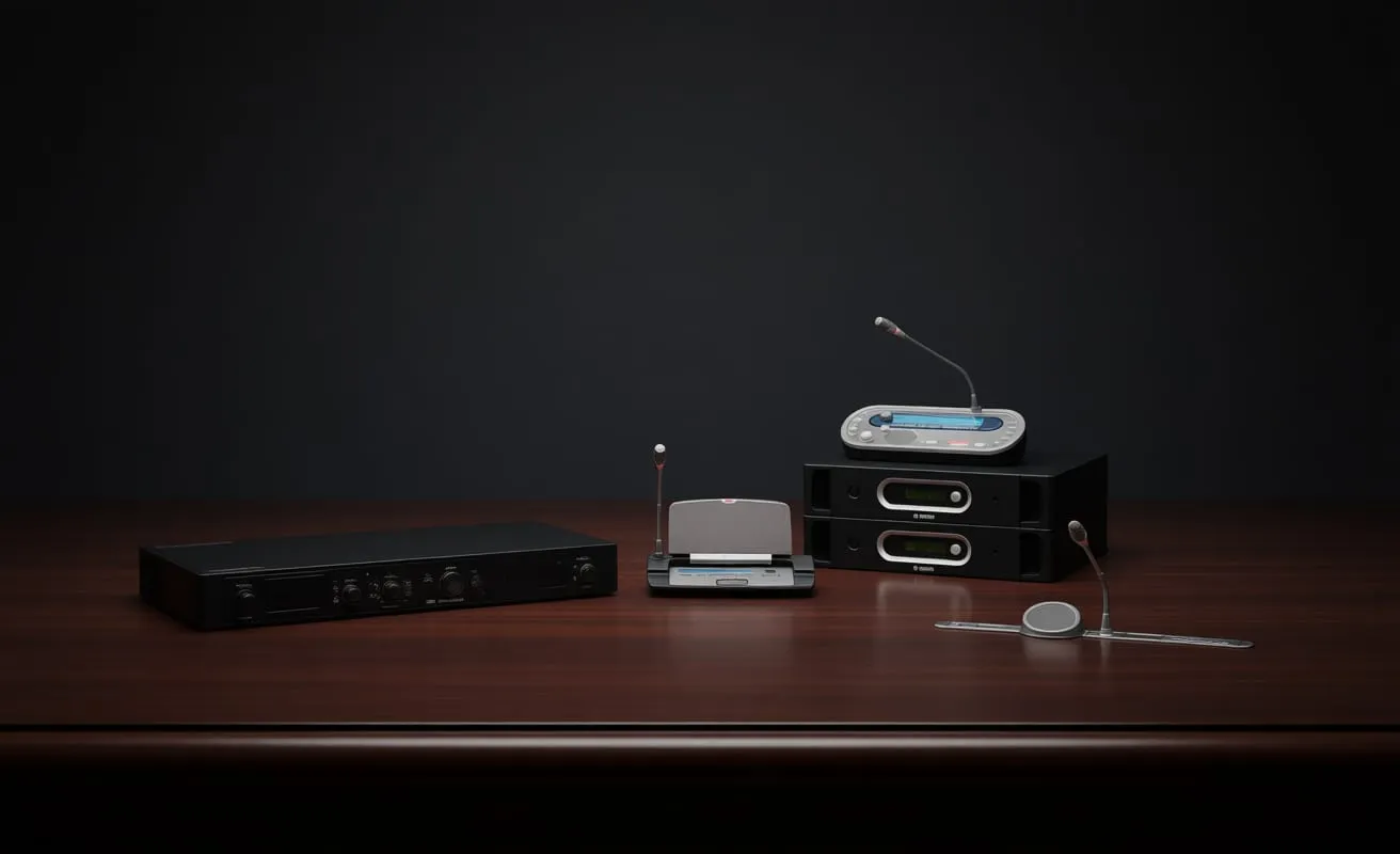 Simultaneous interpreting equipment ready for an event