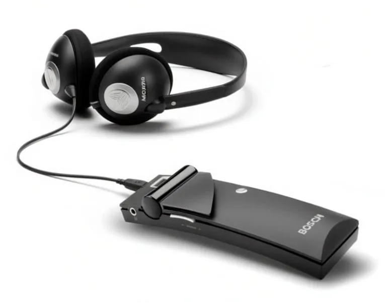 Receiver with headphones